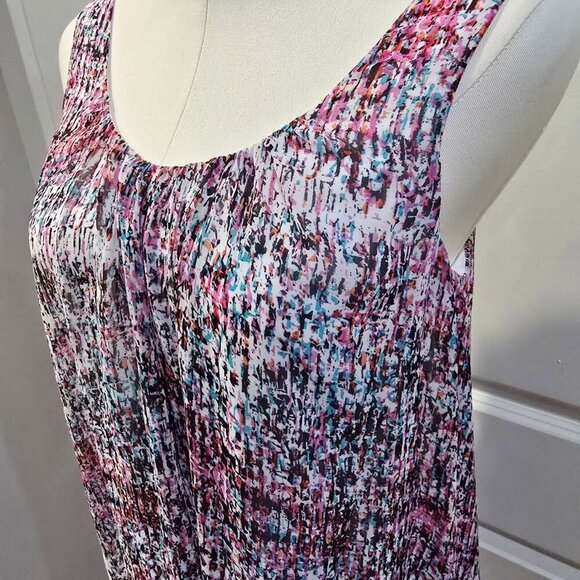Decree ✦ Sleeveless Chiffon Dress ✦ Abstract Multicolor Print w/ Soft Lining M - Picture 6 of 16